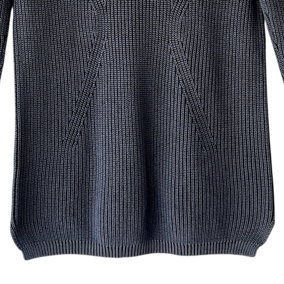 CASLON | NWOT BLUE COTTON RIBBED TIE-BACK TUNIC SWEATER | EXTRA SMALL - Picture 4 of 11
